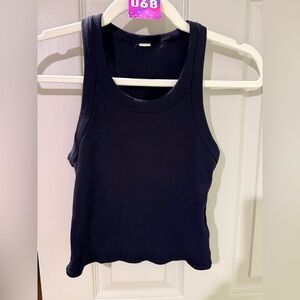 EUC ALO Yoga Black Goddess Ribbed Go-To Tank Top, Size Small